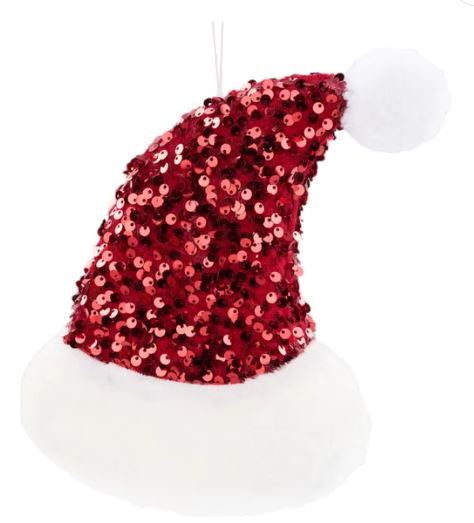 9.5" Sequin Santa Hat Ornament
