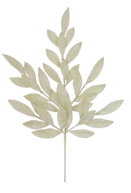 22.75"L Glitter Bay Leaf Spray Light Gold