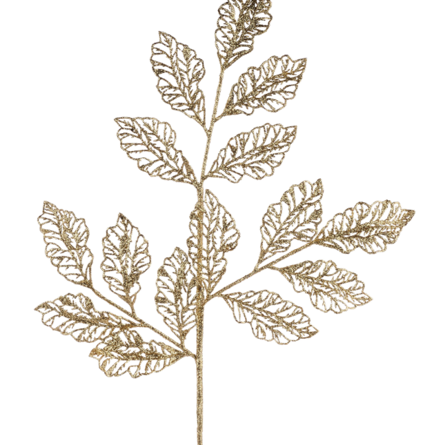 27"L Glittered Filament Leaf Spray
