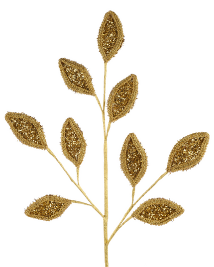28"L Glitter/Lace Leaf Spray
