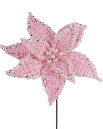 Plaid tweed Poinsettia Stem