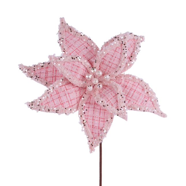 Plaid tweed Poinsettia Stem