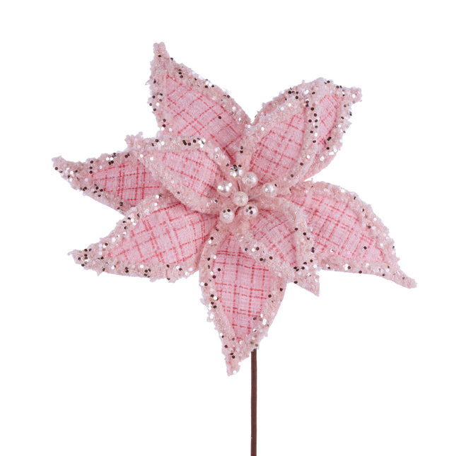 Plaid tweed Poinsettia Stem