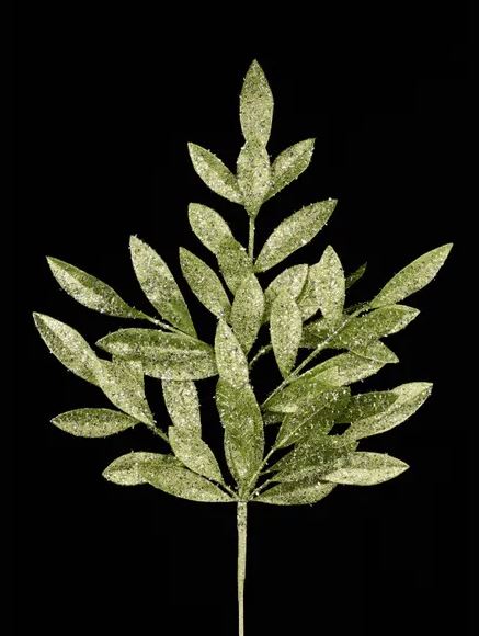 23" Glitter Bay Leaf Spray