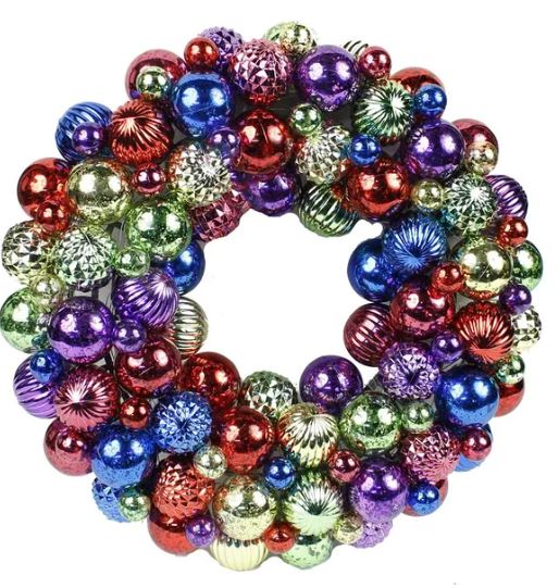 16.5" Antique Look Mixed Ball Wreath