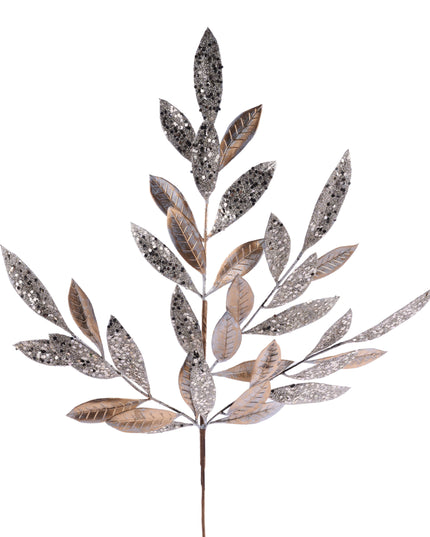 24" Bay Leaf Spray Champagne