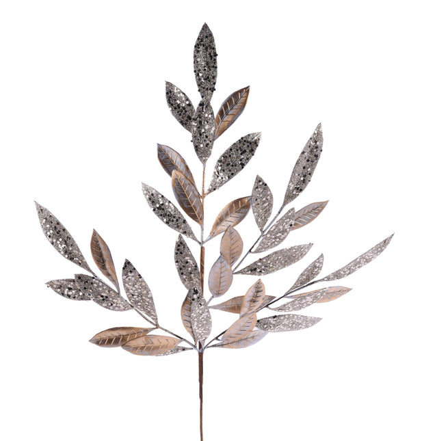 24" Bay Leaf Spray Champagne