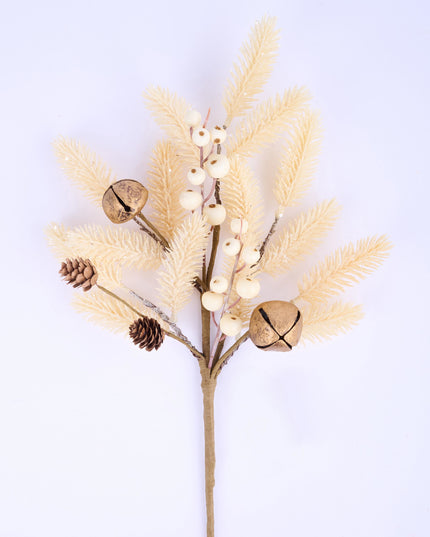 18"L Glitter Pine/Berry/Bell Spray