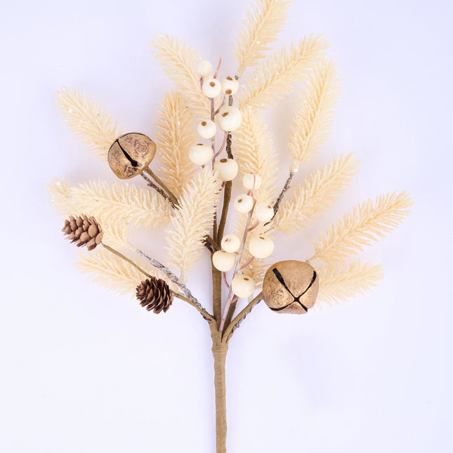 18"L Glitter Pine/Berry/Bell Spray