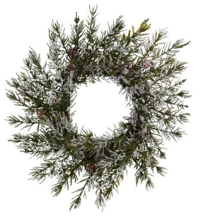 12" Alpine/Pinecone Candle Ring w/ Snow