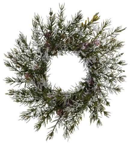12" Alpine/Pinecone Candle Ring w/ Snow