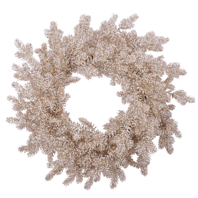 24"Diameter Gold Glitter/Snow Spruce Wreath