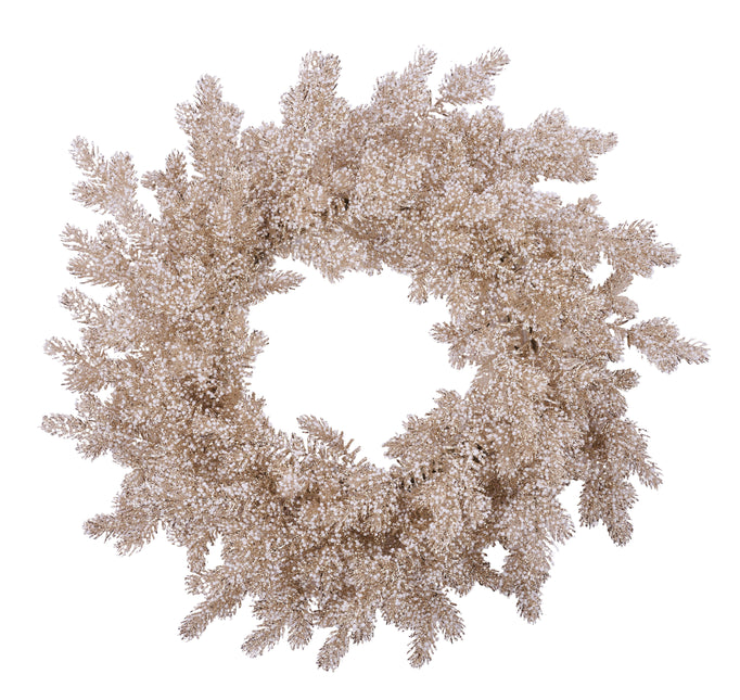 24"Diameter Gold Glitter/Snow Spruce Wreath